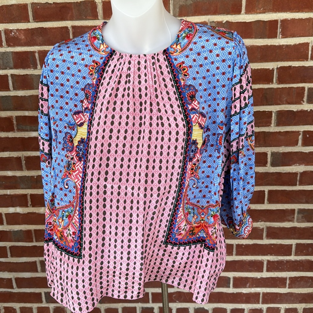 BHANUNI by JYOTI Emilia Beaded Peasant Blouse Shirt Boho Current $176 Current - Picture 5 of 16